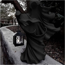 (Ghost Black-led Light Style) Halloween Witch Resin Lantern Ornament Hell Messenger With Lanterns Horror Corpse Ornament