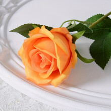 (Orange) 12pcs Realistic Artificial Rose Bouquet for Weddings, Birthdays, and More for Floral Arrangements and Home Decor