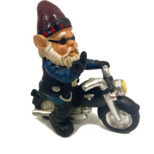 (Large motorcycle 23cm) Christmas Gift Ornaments Garden Ornaments Dwarf Resin Gnome Statue White Bearded Old Man