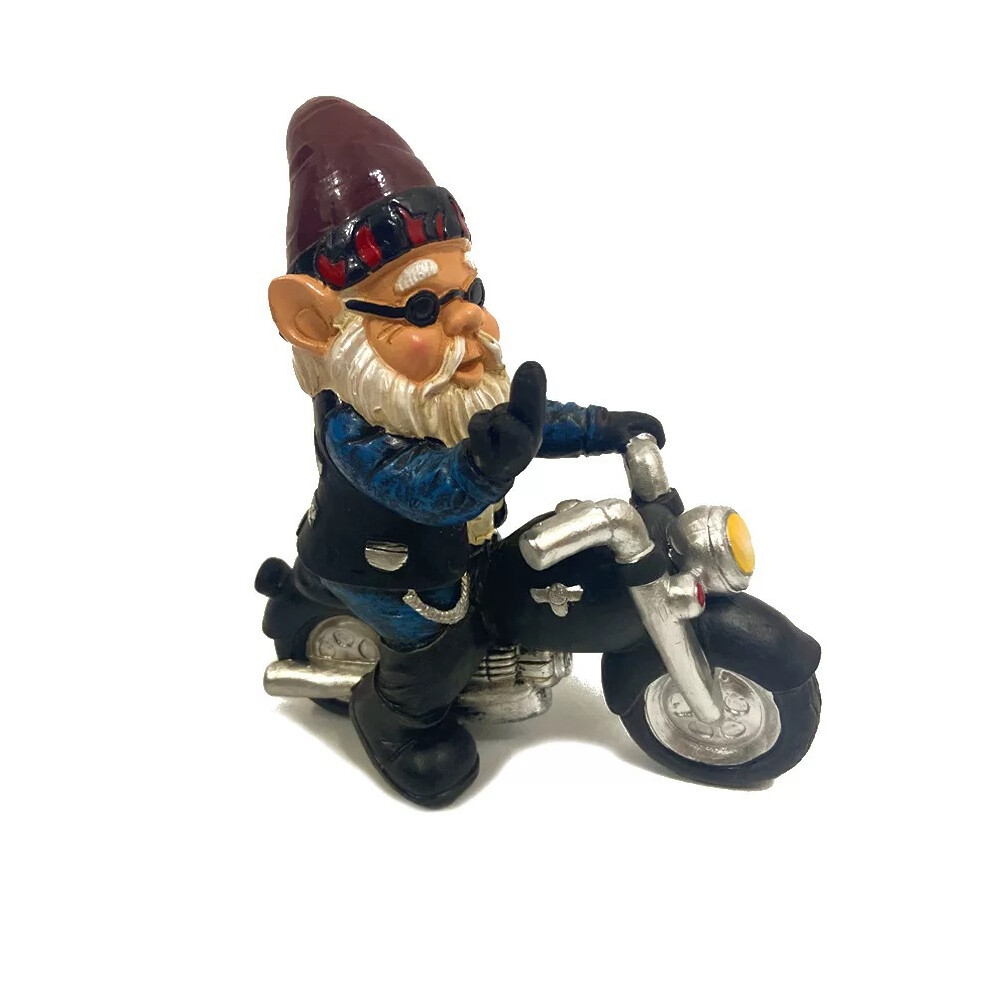 (Large motorcycle 23cm) Christmas Gift Ornaments Garden Ornaments Dwarf Resin Gnome Statue White Bearded Old Man