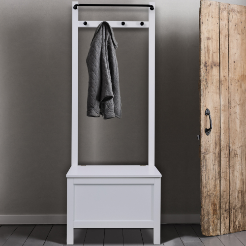 Noa and Nani Karlstad Hallway Bench Shoe Storage and Coat Hook in Classic White 1