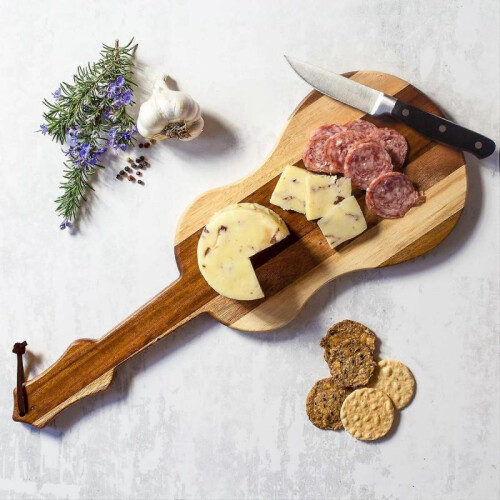 Shiplap Ukulele-Shaped Wood Serving Board - Reversible Cutting Board (Single Unit) 1