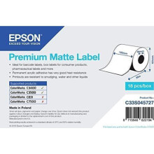 Papier mat adhésif permanent - Epson - A6 - Blanc brillant - 10,5 cm x 35 m - 1 rouleau