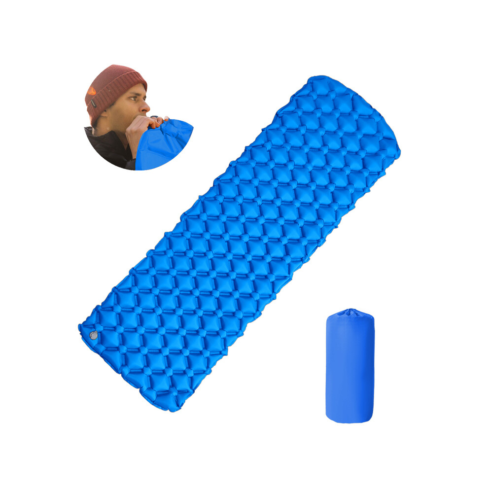(LT-01 Bleu royal) Matelas de couchage pliable pour camping en plein air, matelas gonflable de plage