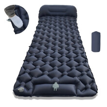 (LT-04Marineblau) Outdoor-Camping-Isomatte, zusammenklappbare Schlafmatte, Strand-Aufblasmatratze mit