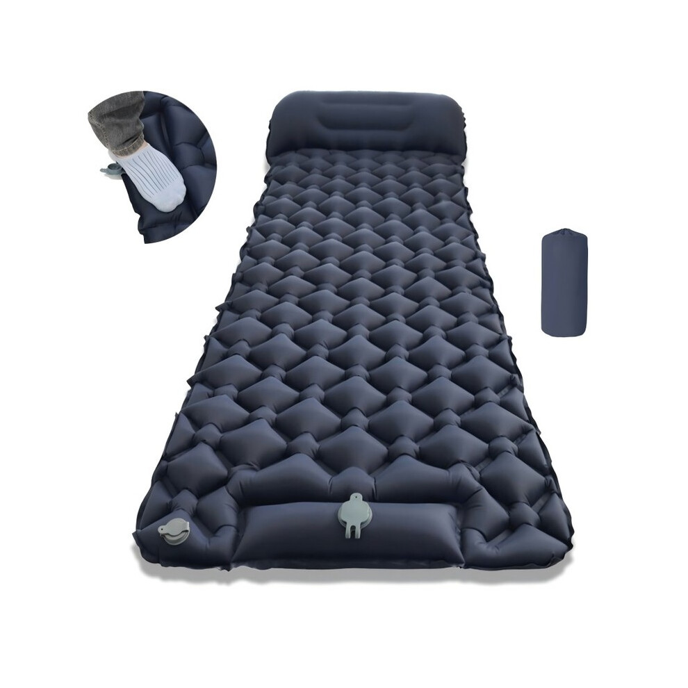 (LT-04 Bleu marine) Matelas de couchage pliable pour camping en plein air, matelas gonflable de plage