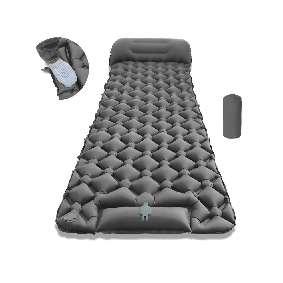 (LT-04Gray) Matelas de couchage pliable pour camping en plein air, matelas gonflable ultraléger avec