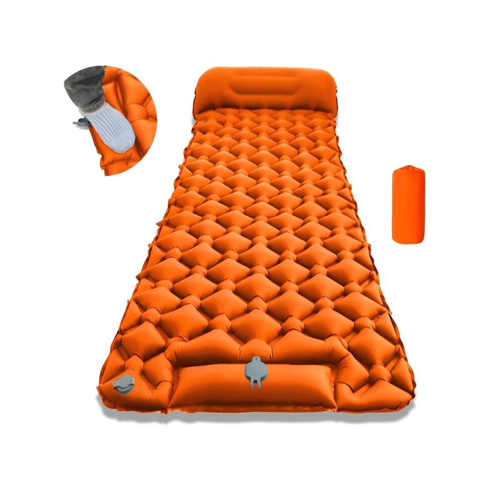 (LT-04Orange) Matelas de couchage pliable pour camping en plein air, matelas gonflable ultraléger avec