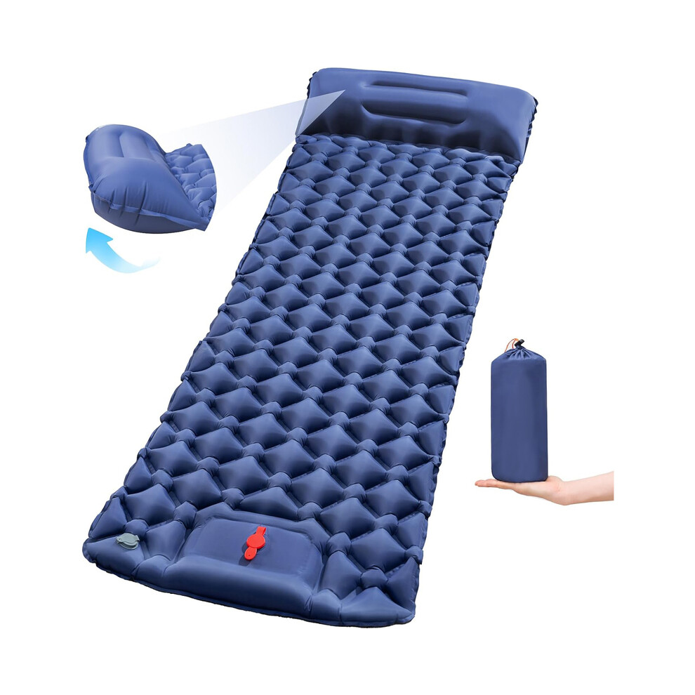 (LT-88 Bleu foncé) Matelas de couchage pliable pour camping en plein air, matelas gonflable de plage