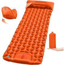 (LT-88Orange) Outdoor-Camping-Isomatte, zusammenklappbare Schlafmatte, Strand-Aufblasmatratze mit Kissen,
