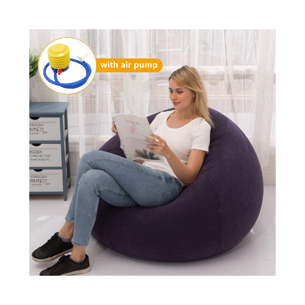 (Bleu) Grand canapé gonflable paresseux en PVC, chaise longue, pouf, canapé, tatami, fourniture de salon,