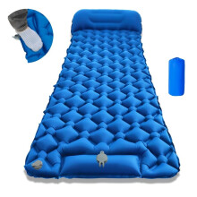 (LT-04Royal Blue)Einzelne Luftmatratze für Camping – leichte, aufblasbare Isomatte mit Kissen, wasserdicht