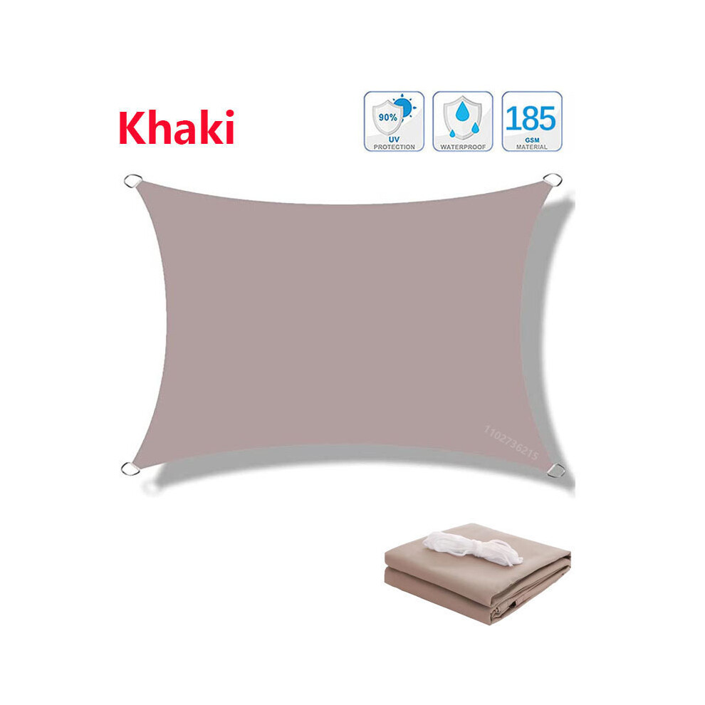 Voile d'ombrage (Kaki - 2 x 2 m), abri de jardin imperméable, protection solaire UV à 95 %, auvent pour