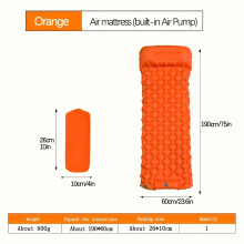 (Orange) Outdoor-Isomatte, Camping, aufblasbare Matratze mit Kissen, Reisematte, Klappbett, ultraleichtes