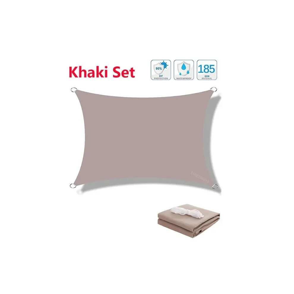 (Kaki-200cmx400cm) Parasol rectangulaire carré imperméable 320D, parasol de piscine de jardin extérieur,