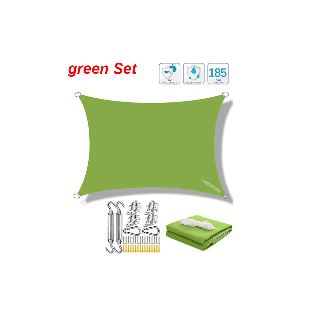 (Ensemble vert-200cmx200cm) Parasol rectangulaire carré imperméable 320D, parasol de piscine de jardin