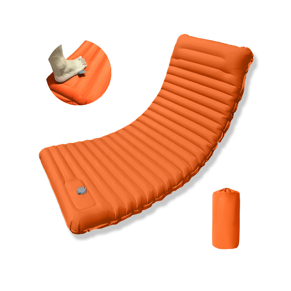 (NT-04Orange) Matelas de couchage pliable pour camping en plein air, matelas gonflable ultraléger avec