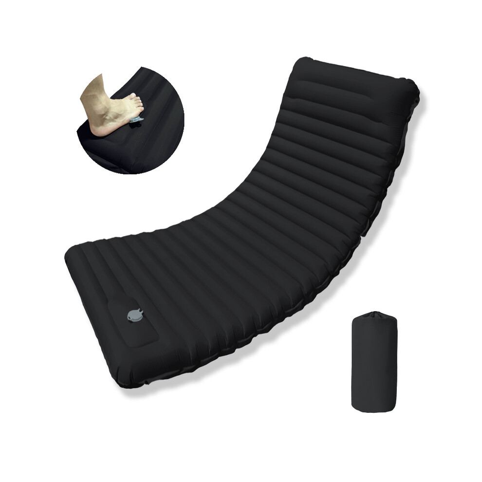(NT-04Black) Matelas de couchage pliable pour camping en plein air, matelas gonflable ultraléger avec
