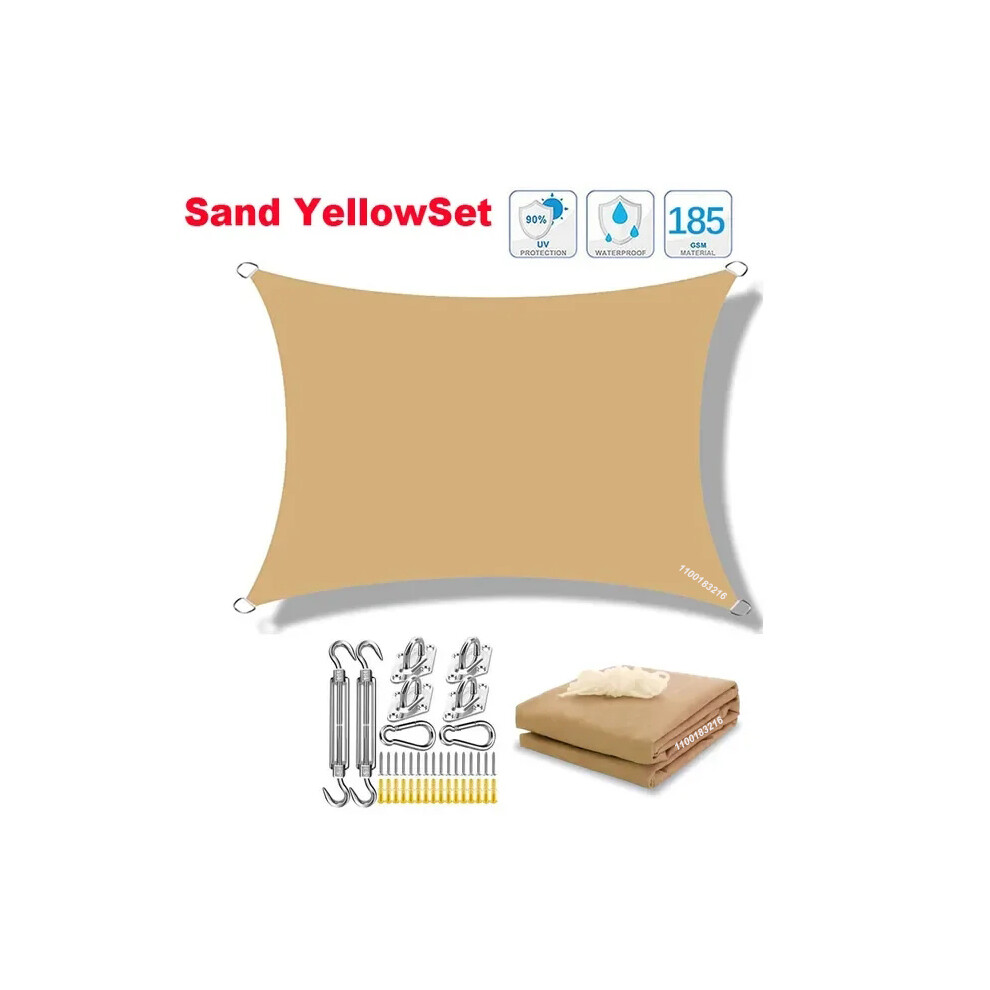 (Set jaune sable-200cmx200cm) Parasol rectangulaire carré imperméable 320D, parasol de piscine de jardin