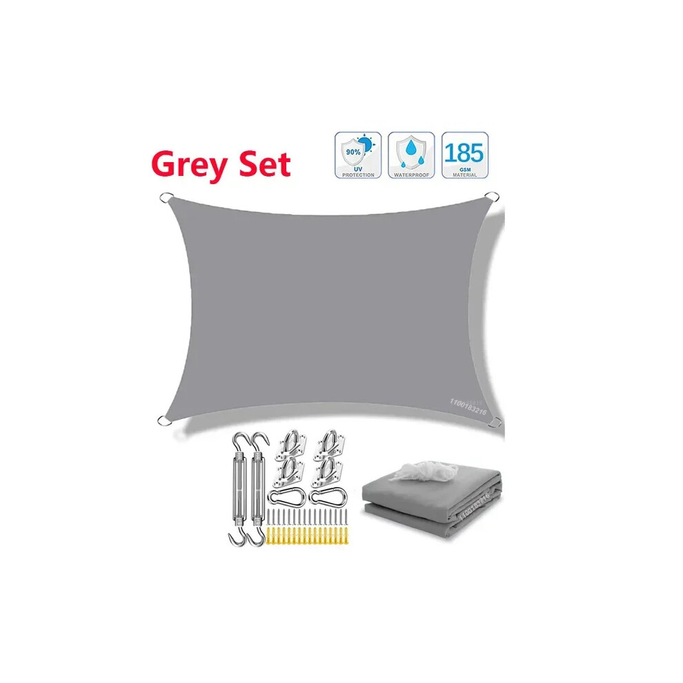 (Ensemble gris-200cmx200cm) Parasol rectangulaire carré imperméable 320D, parasol de piscine de jardin