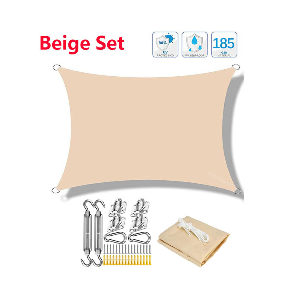 Voile d'ombrage beige 2 x 2 m, abri de jardin imperméable, protection solaire 95 % anti-UV, auvent pour