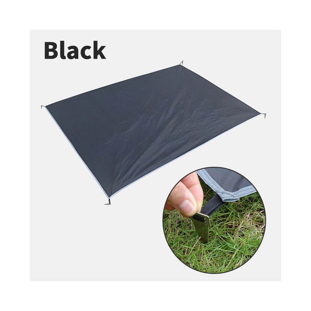 (Noir - 75 x 210 cm) Tapis de camping imperméable avec piquets, matelas de tente, couverture de pique-nique