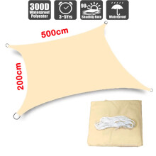 (grijs-2x5m) 300D Polyester Schaduwdoek Waterdicht Vierkant Rechthoek Tuinluifel Patio Zwembadluifel