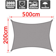 (Beige 200x500cm) Waterdicht 300D grijs vierkant rechthoekig schaduwdoek tuin terras luifel zwemmen