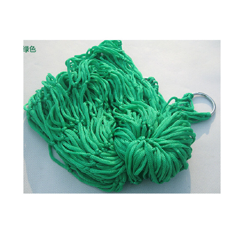 Hamac en maille de nylon (vert) pour une personne, lit suspendu, balançoire, essentiel pour le camping