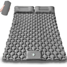 (Harmaa)Outdoor Camping Double puhallettava patja Erittäin leveä makuualusta Ultrakevyt kokoontaitettava