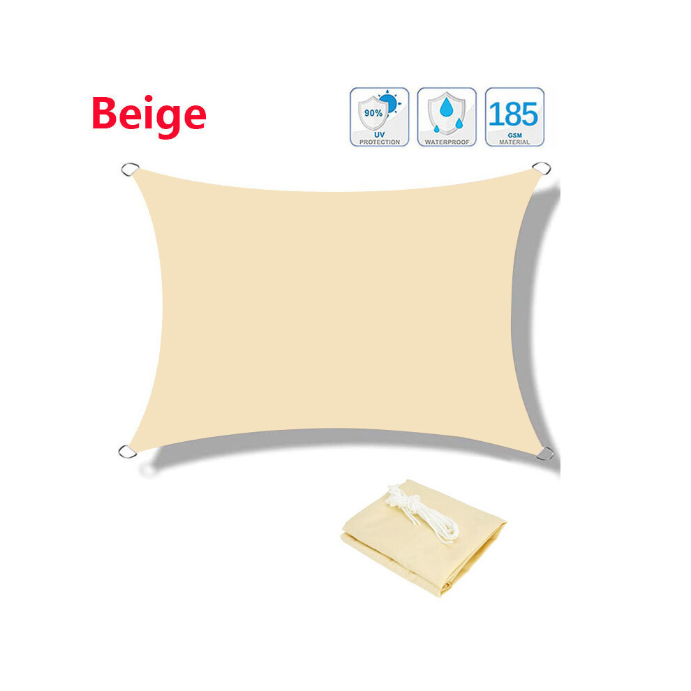 Voile d'ombrage rectangulaire carrée grise imperméable 300D (beige - 2 x 5 m), auvent de jardin, de