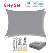 (Graues Set - 200 cm x 400 cm) 320D wasserdichter quadratischer rechteckiger Sonnenschirm, Sonnenschirm