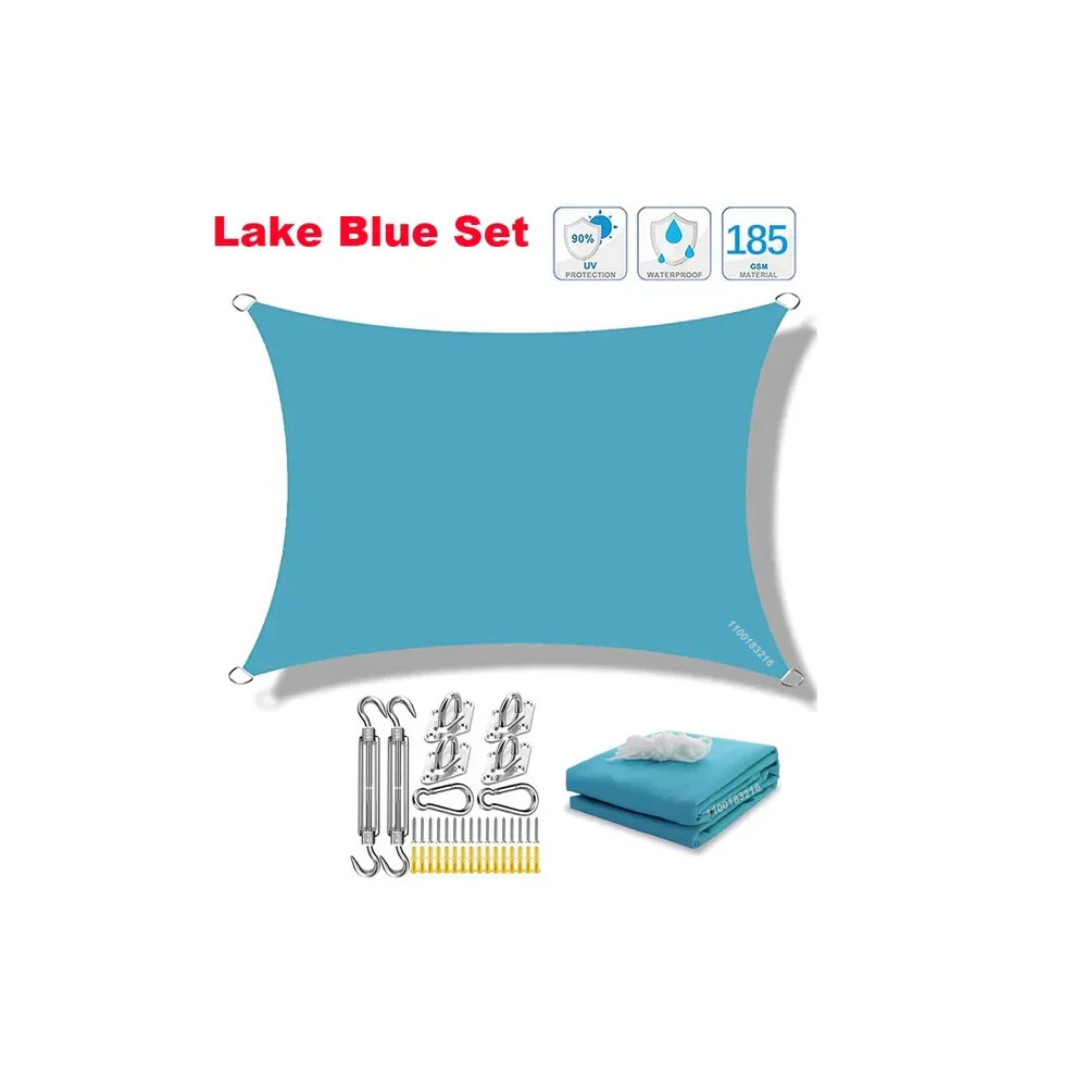 (Ensemble bleu lac-300cmx300cm) Parasol rectangulaire carré imperméable 320D, parasol de piscine de