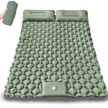 (Kevätsadevihreä) Outdoor Camping Double puhallettava patja Erittäin leveä makuualusta Ultrakevyt kokoontaitettava
