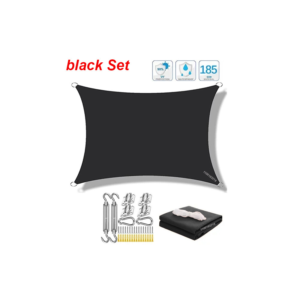 (Ensemble noir-300cmx300cm) Parasol rectangulaire carré imperméable 320D, parasol de piscine de jardin