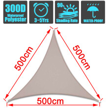 (Harmaa 500x500x500cm)Vedenpitävä 300D harmaa neliö suorakaiteen muotoinen varjo purjepuutarha terassi