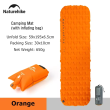 (Oranssi1-turvatyynyllä) Ilmatäytteinen patja Camping Kannettava Ultrakevyt matto Double Sleeping Pad