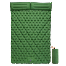 (vihreä) Kaksinkertainen puhallettava patja sisäänrakennetulla tyynypumpulla ulkona nukkumistyyny Camping