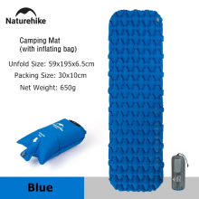 (Sininen 1-turvatyynyllä) Ilmatäytteinen patja Camping Kannettava Ultrakevyt matto Double Sleeping Pad
