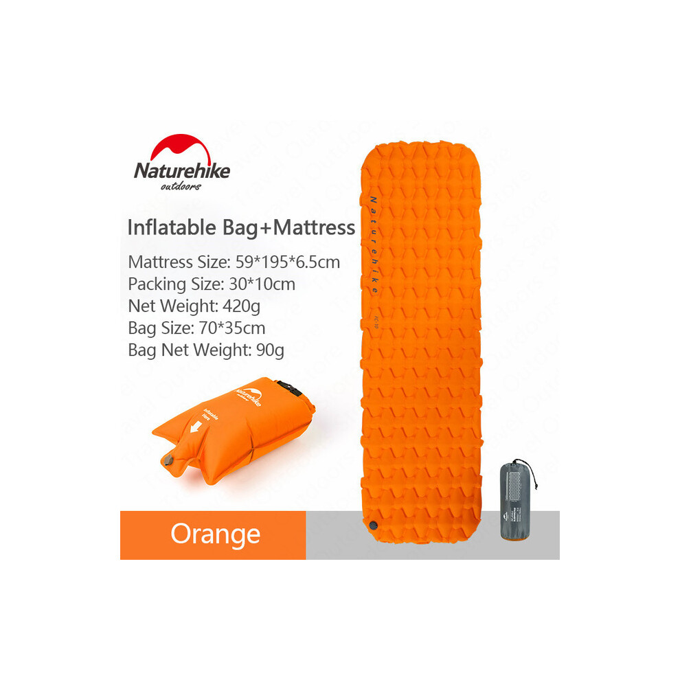 (Orange S et airbag) Tapis de camping Coussin gonflable résistant à l'humidité Matelas gonflable Équipement
