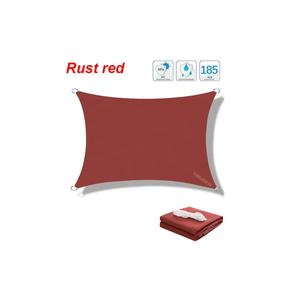 (Rouge rouille-300cmx500cm) Parasol rectangulaire carré imperméable 320D, parasol de piscine de jardin