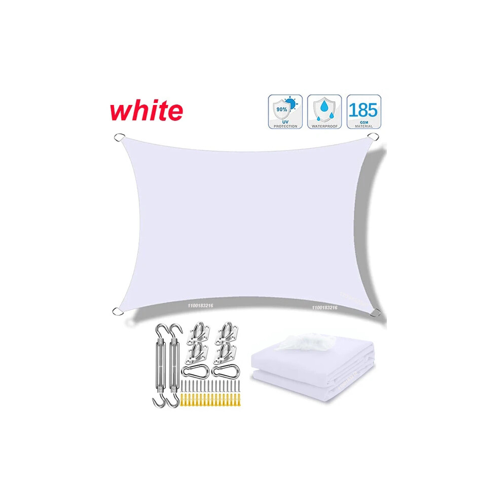 (Ensemble blanc-200cmx500cm) Parasol rectangulaire carré imperméable 320D, parasol de piscine de jardin