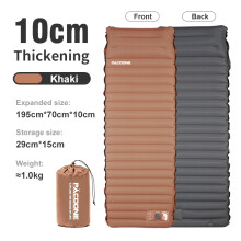 (Khaki) Aufblasbare Luftmatte für den Außenbereich mit eingebauter Pumpe, 10 cm dick, ultraleichte Isomatte,