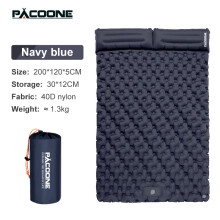 (laivastonsininen)PACOONE Outdoor Camping Double puhallettava patja Erittäin leveä makuualusta Ultrakevyt