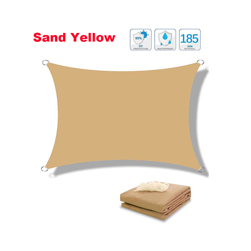 Voile d'ombrage (jaune sable - 3 x 5 m), abri de jardin imperméable, protection solaire 95 % anti-UV,