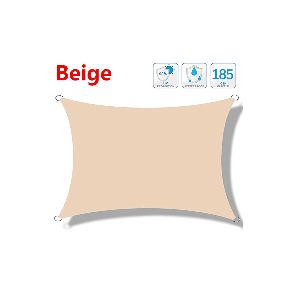 Voile d'ombrage (beige - 3 x 5 m), abri de jardin imperméable, protection solaire 95 % anti-UV, auvent