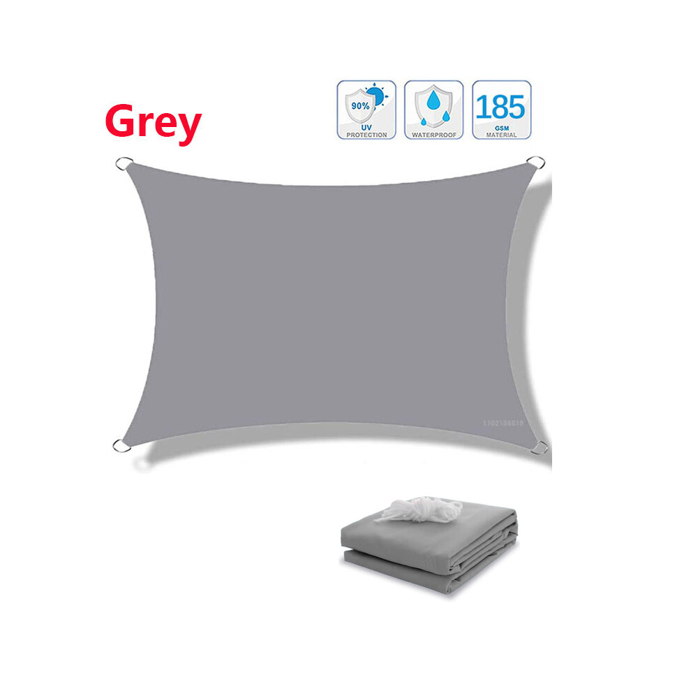 Voile d'ombrage (GRIS - 3 x 5 m), abri de jardin imperméable, protection solaire UV à 95 %, auvent pour