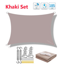 (Khaki Set-2x5m) Varjostuspurje, Vedenpitävä Puutarhasuoja 95 % UV-suojattu Auringonsuojamarkiisi, Katos