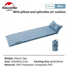 (Enkel-Khaki)Opblaasbare mat met kussen, zelfopblazend luchtkussen, enkel, dubbel, gesplitst bedmatras,