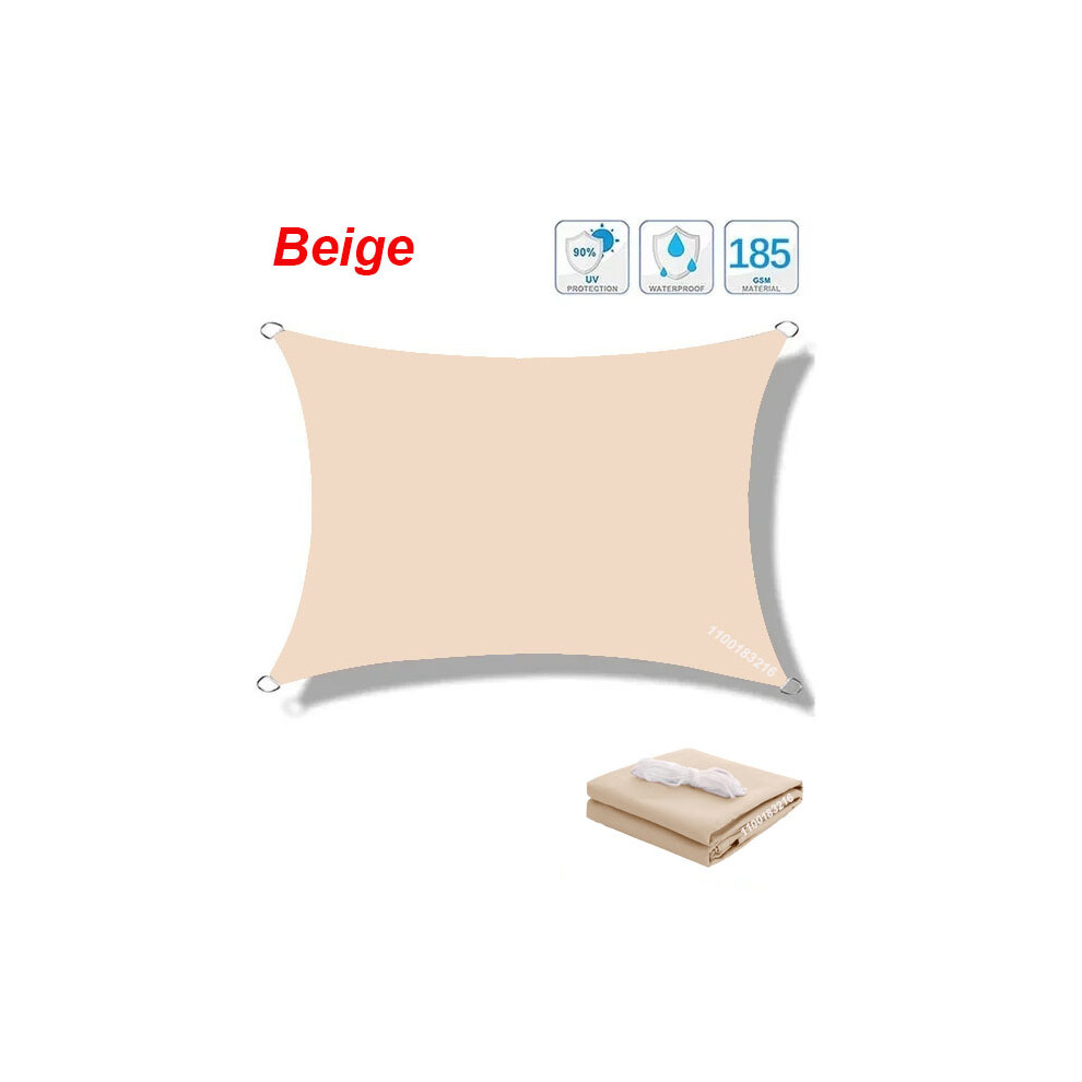 (Beige-300cmx400cm) Parasol rectangulaire carré imperméable 320D, parasol de piscine de jardin extérieur,